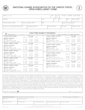 National Guard Long Term Disability Insurance Enrollment Form
