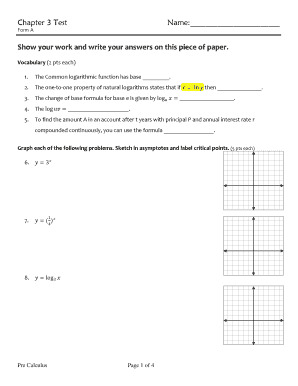 Pre Calculus Chapter 3 Test Form A