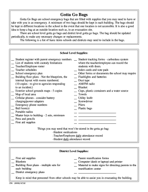 Gotta Go Bags Emergency Supplies List