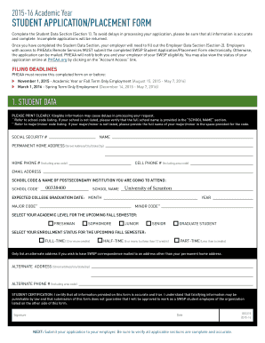 SWSP Student Application/Placement Form