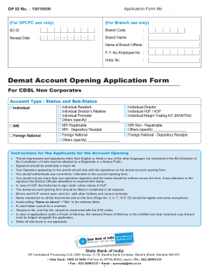 Demat Account Opening Application Form
