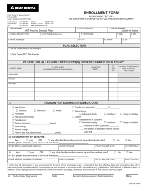 Delta Dental of Massachusetts Enrollment Form