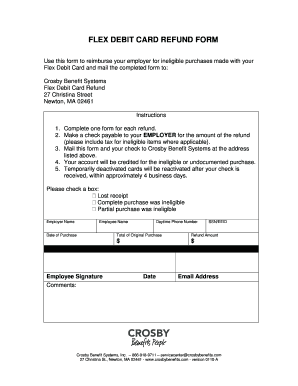 Flex Debit Card Refund Form