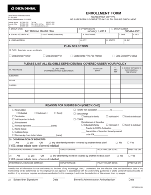 Delta Dental of Massachusetts Enrollment Form