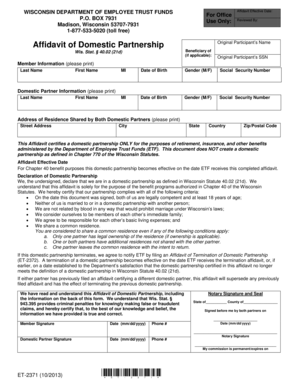Wisconsin Domestic Partnership Affidavit