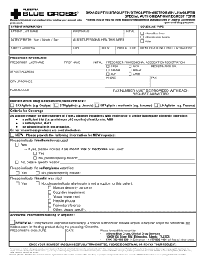 Alberta Special Authorization Request Form