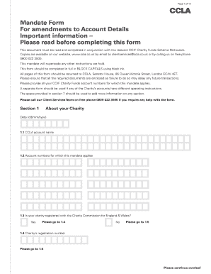 Mandate Form for COIF Charity Funds