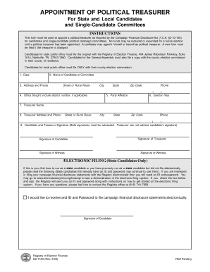 Appointment of Political Treasurer