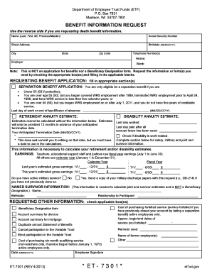 Wisconsin Benefit Information Request Form