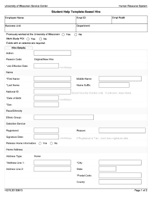 University of Wisconsin Student Hire Form