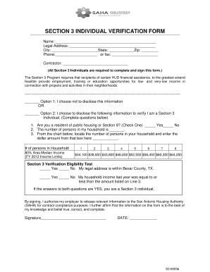 Section 3 Individual Verification Form