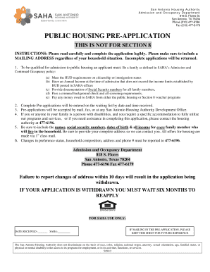 San Antonio Public Housing Pre-Application