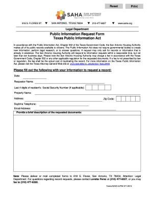 Texas Public Information Request Form