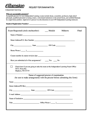 Independent Learning Exam Request Form