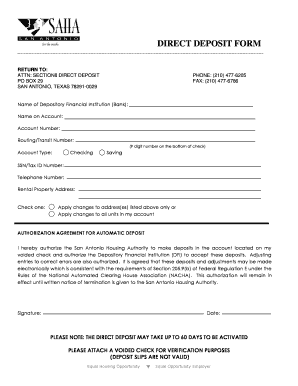 Section 8 Direct Deposit Form