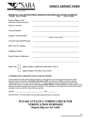 Section 8 Direct Deposit Form