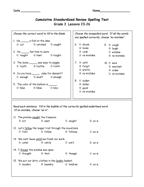 Grade 3 Spelling Test