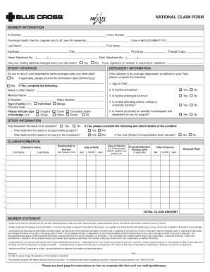 National Claim Form