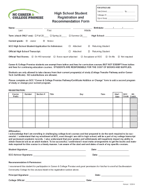 High School Student Application for Admission
