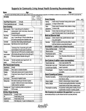 Annual Health Screening Recommendations