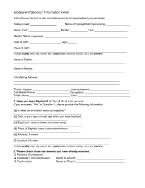 Godparent/Sponsor Information Form