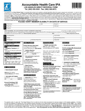 Accountable Health Care IPA Direct Referral Form