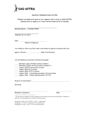 Contract termination letter pdf - SAG-AFTRA - Sample Termination letter R