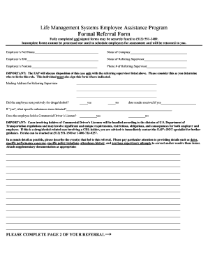 Employee Assistance Program Referral Form
