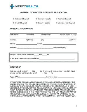 Hospital Volunteer Services Application