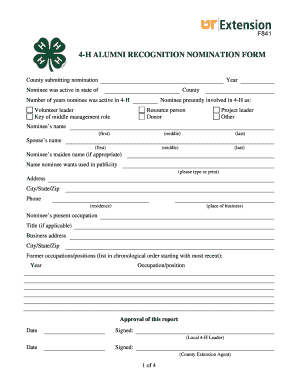 4-H Alumni Recognition Nomination Form