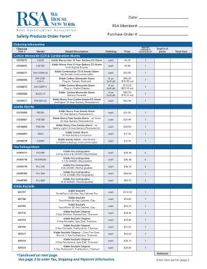 Safety Products Order Form
