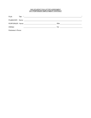 SAG Student Film Letter Agreement