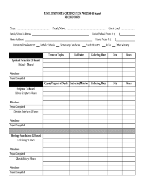 Level II Ministry Certification Record Form