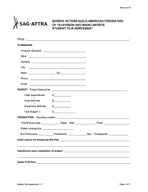SAG-AFTRA Student Film Agreement