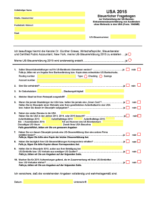 Steuerlicher Fragebogen