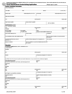 Texas Standardized Credentialing Application