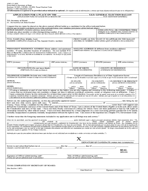 Texas School District Election Ballot Application