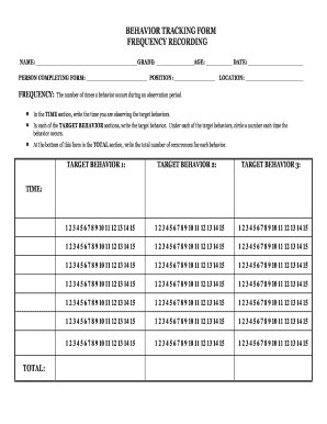 BEHAVIOR TRACKING FORM