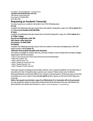 Academic Transcript Request Form