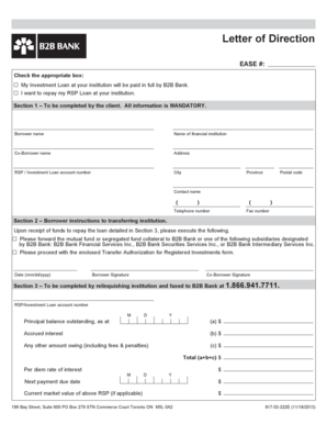 Letter of Direction for Loan Repayment