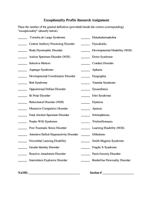Exceptionality Profile Research Assignment