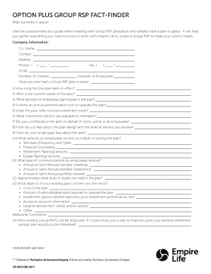 Group RSP Fact-Finder Questionnaire