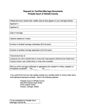 Request for Certified Marriage Documents