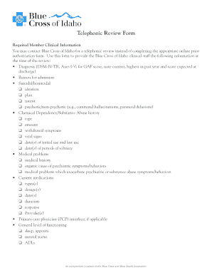Telephonic Review Form