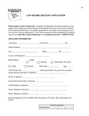 Low Income Discount Application