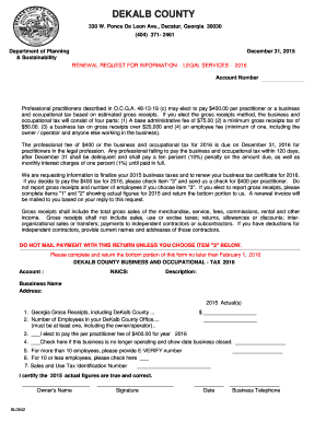 DeKalb County Business and Occupational Tax 2016