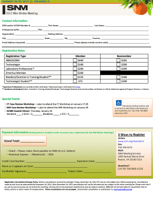 SNM/ACNM Mid-Winter Meetings Registration Form