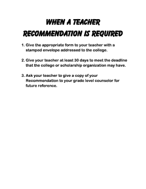 Teacher Recommendation Form