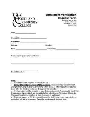 Enrollment Verification Request Form