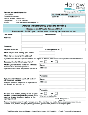 Harlow Housing Benefit Claim Form